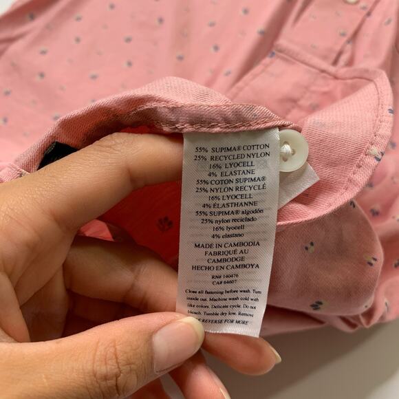 Faherty Shirt Men S Small Movement Geo Print Short Sleeve Button Up Cotton Blend - Picture 6 of 10